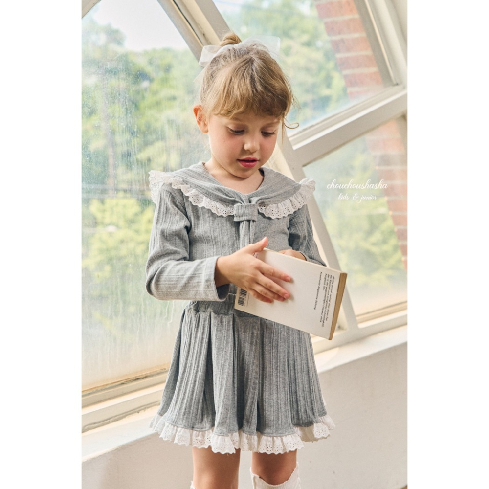 🇰🇷韓國童裝｜2025秋款🍂CHOUCHOUSHASHA百褶裙【海軍藍/麻灰色】-細節圖4
