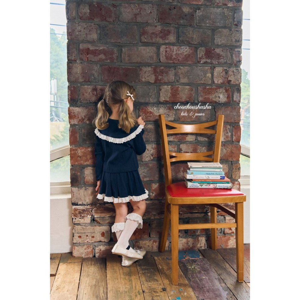 🇰🇷韓國童裝｜2025秋款🍂CHOUCHOUSHASHA百褶裙【海軍藍/麻灰色】-細節圖5