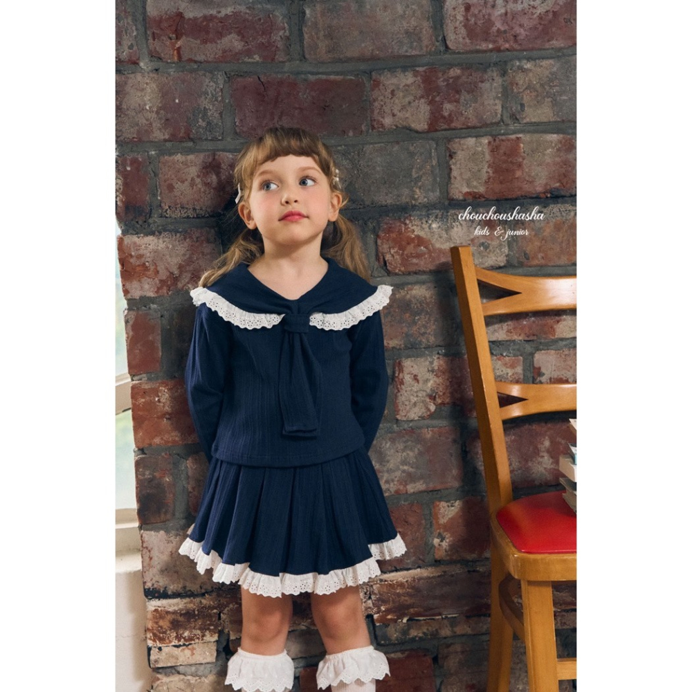 🇰🇷韓國童裝｜2025秋款🍂CHOUCHOUSHASHA百褶裙【海軍藍/麻灰色】-細節圖6
