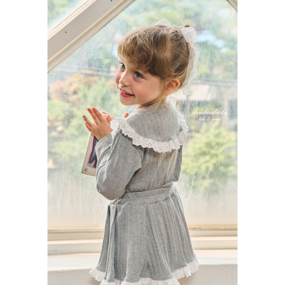 🇰🇷韓國童裝｜2025秋款🍂CHOUCHOUSHASHA百褶裙【海軍藍/麻灰色】-細節圖7