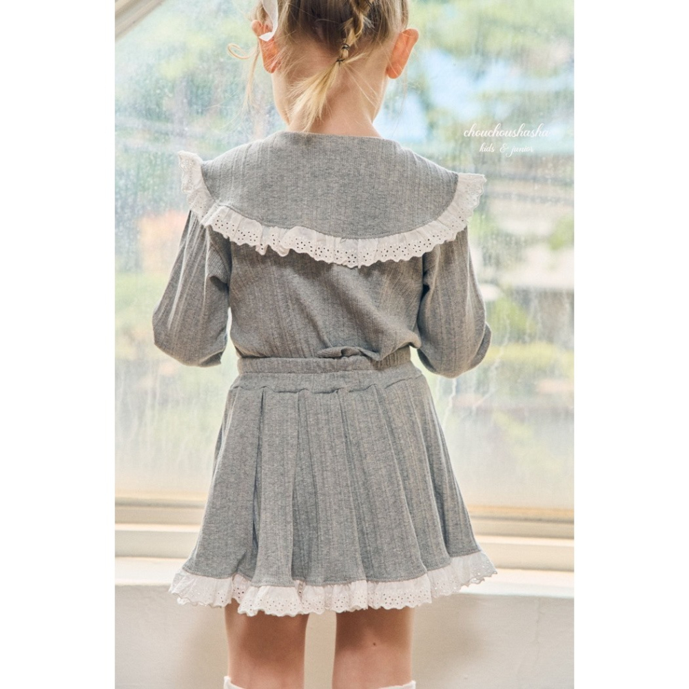 🇰🇷韓國童裝｜2025秋款🍂CHOUCHOUSHASHA百褶裙【海軍藍/麻灰色】-細節圖8