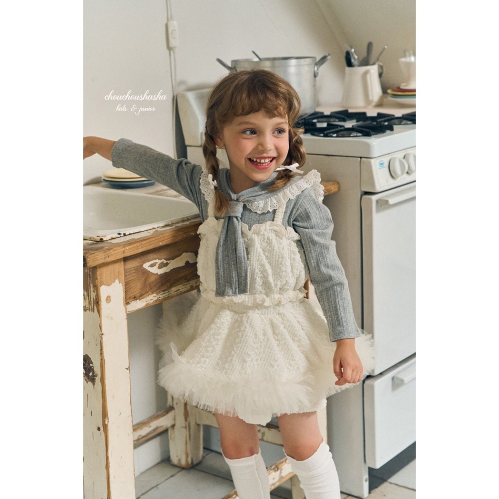 🇰🇷韓國童裝｜2025秋款🍂CHOUCHOUSHASHA紗質蓬蓬裙褲【象牙白/粉色】-細節圖6