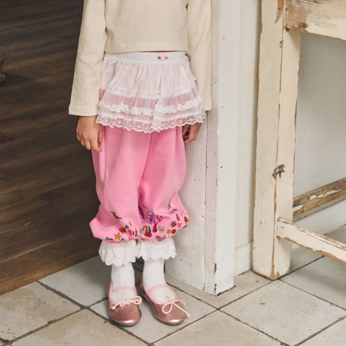 🇰🇷韓國童裝｜2025秋款🍂CHOUCHOUSHASHA貼紙風長褲(不含白色屁簾)【粉色】-規格圖5