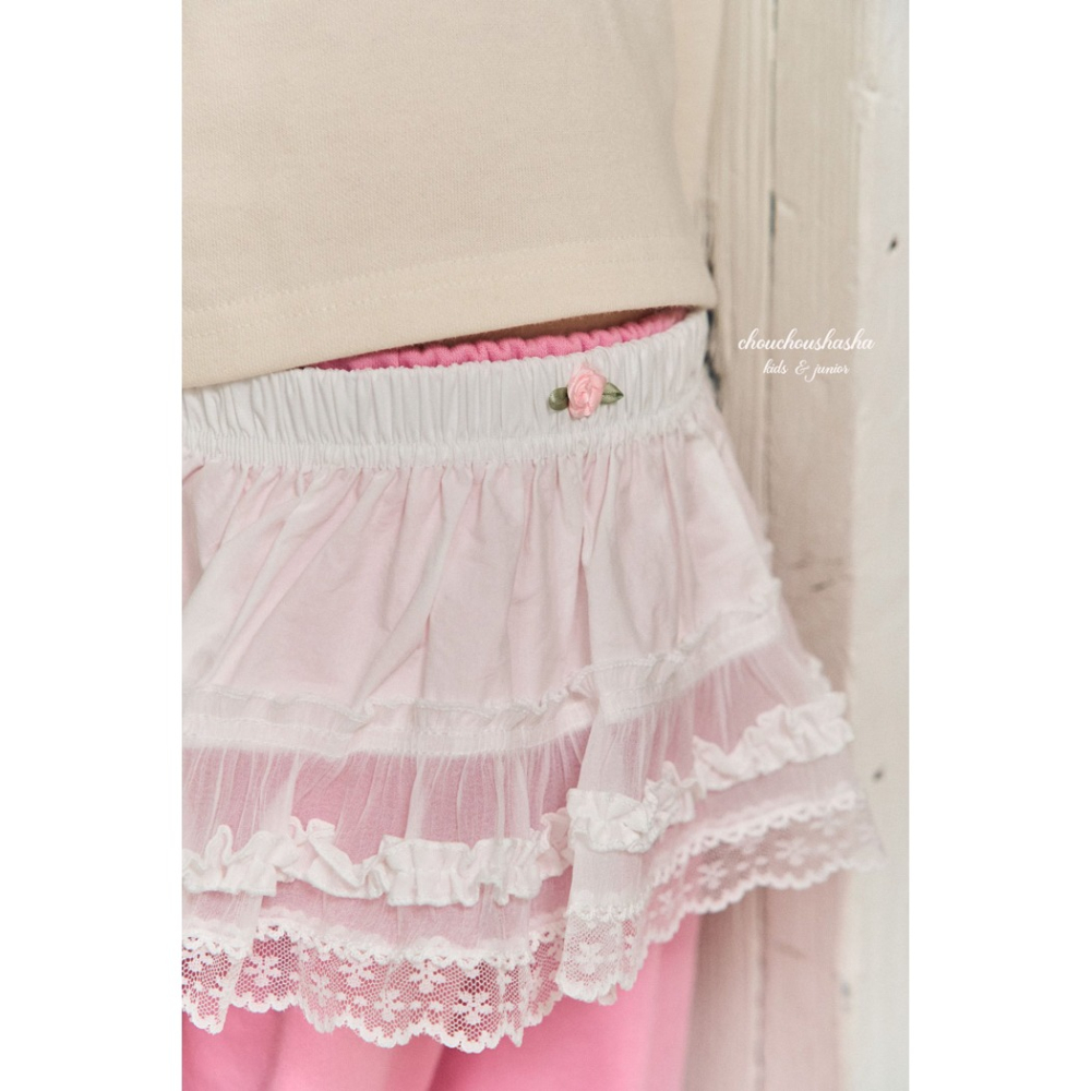 🇰🇷韓國童裝｜2025秋款🍂CHOUCHOUSHASHA浪漫拼層裙【白色/黑色】-細節圖10