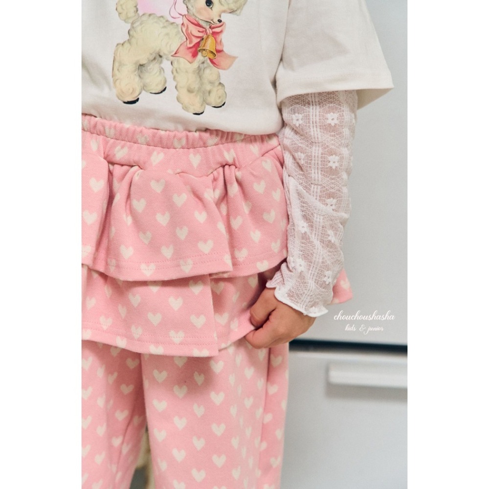 🇰🇷韓國童裝｜2025秋款🍂CHOUCHOUSHASHA蛋糕裙拼接褲【麻灰色/粉色】-細節圖7
