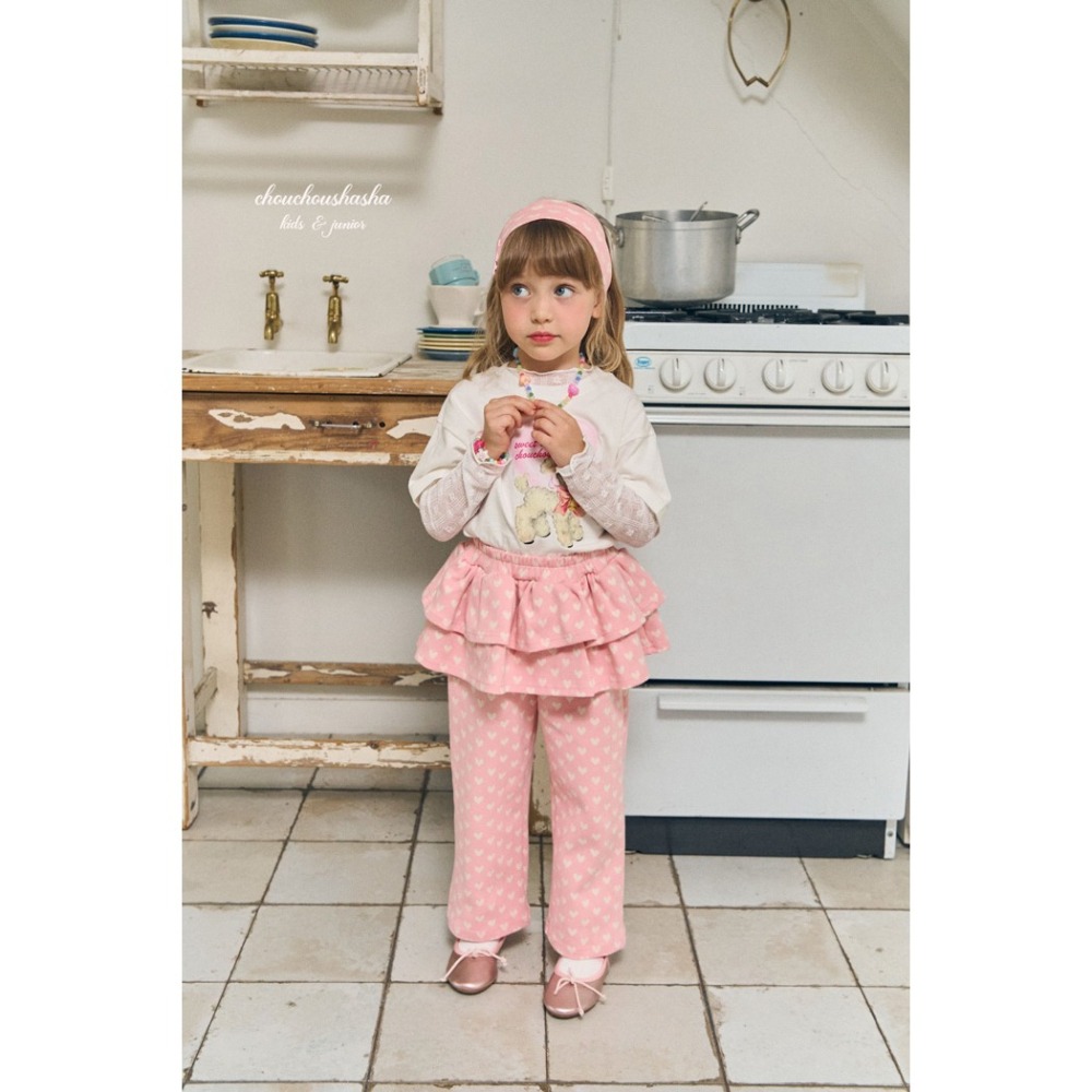 🇰🇷韓國童裝｜2025秋款🍂CHOUCHOUSHASHA蛋糕裙拼接褲【麻灰色/粉色】-細節圖10