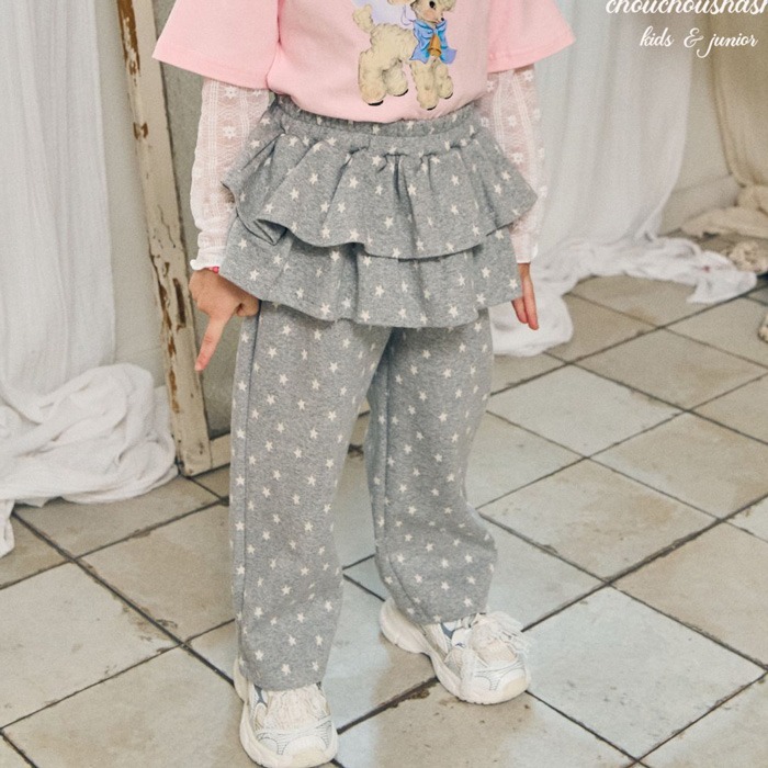 🇰🇷韓國童裝｜2025秋款🍂CHOUCHOUSHASHA蛋糕裙拼接褲【麻灰色/粉色】-規格圖10