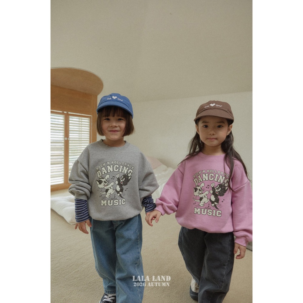 🇰🇷韓國童裝｜2026秋款🍂LALALAND貓咪跳舞衛衣上衣-細節圖3