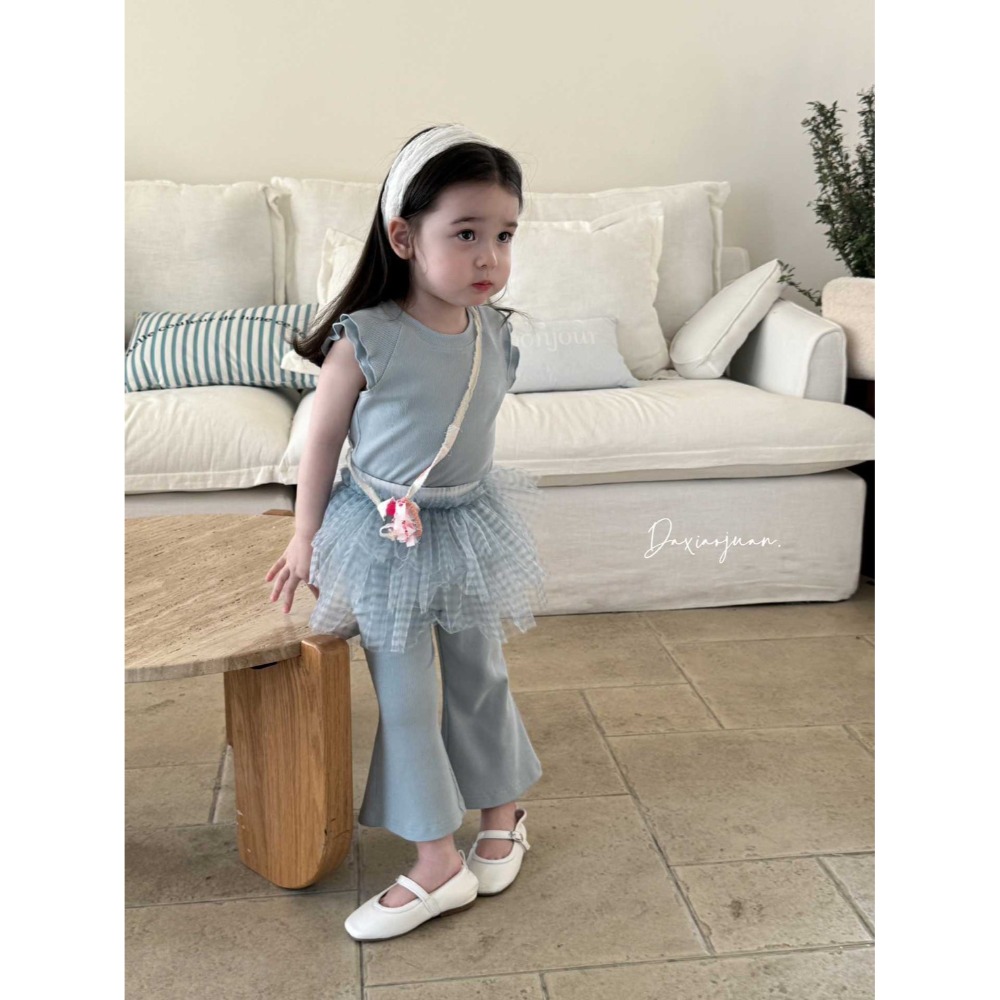 【現貨90cmn三色各1】🇨🇳陸牌｜設計師原創品牌 棉質上下套裝+紗裙屁簾 喇叭褲 女童套裝(不含髮飾)-規格圖11