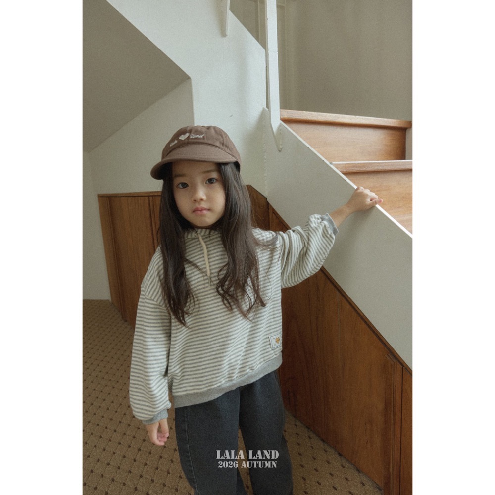 🇰🇷韓國童裝｜2026秋款🍂LALALAND條紋衛衣帽T上衣-細節圖2