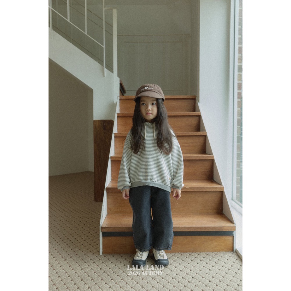 🇰🇷韓國童裝｜2026秋款🍂LALALAND條紋衛衣帽T上衣-細節圖3