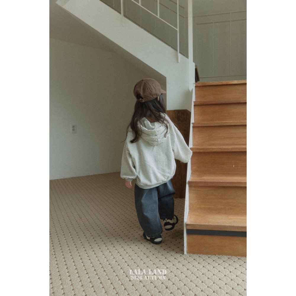 🇰🇷韓國童裝｜2026秋款🍂LALALAND條紋衛衣帽T上衣-細節圖4