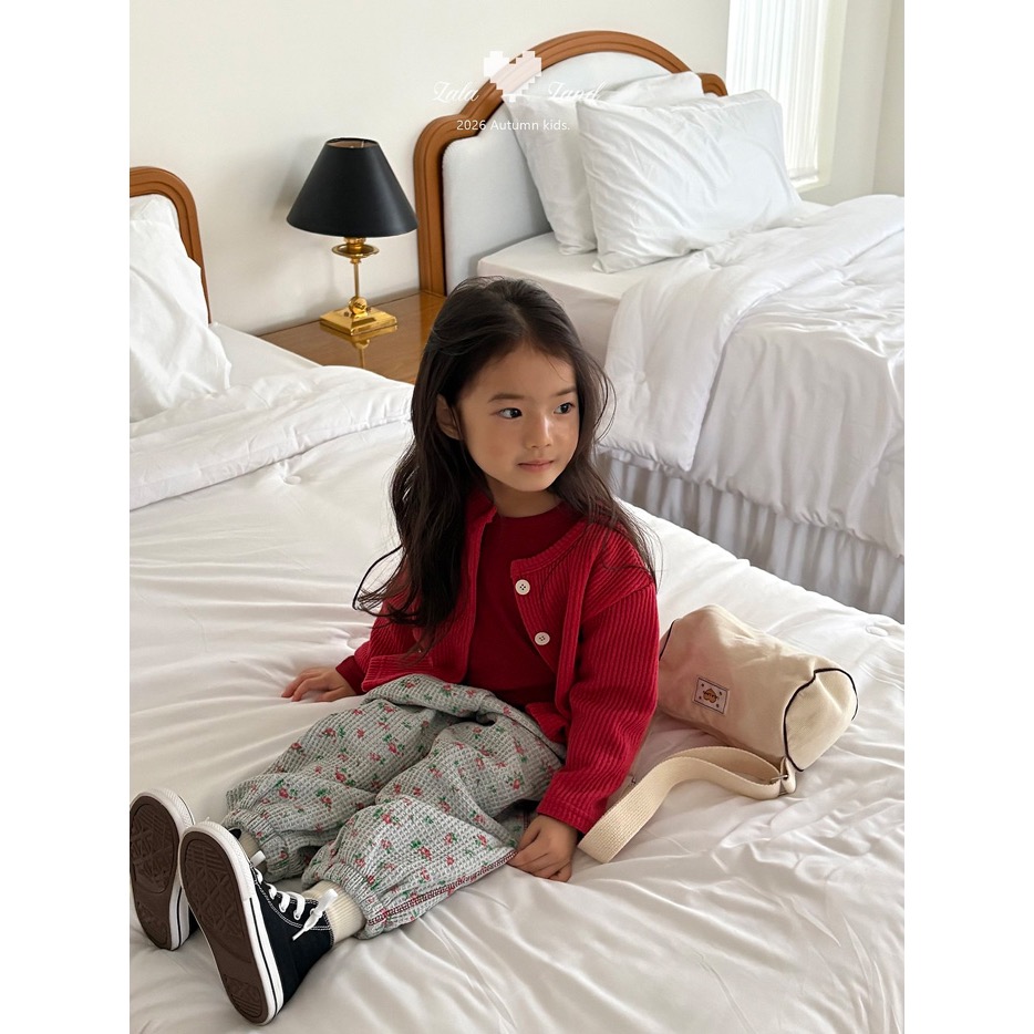 🇰🇷韓國童裝｜2026秋款🍂LALALAND華夫格束口褲-細節圖9