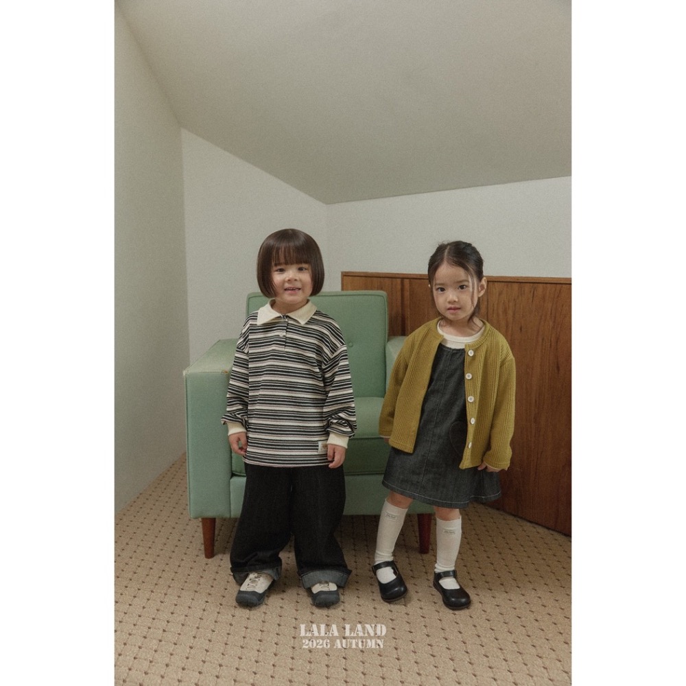 🇰🇷韓國童裝｜2026秋款🍂LALALAND條紋翻領POLO衫上衣-細節圖2