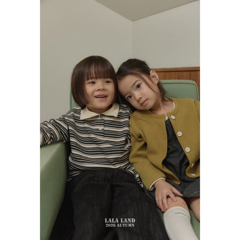 🇰🇷韓國童裝｜2026秋款🍂LALALAND條紋翻領POLO衫上衣-細節圖4