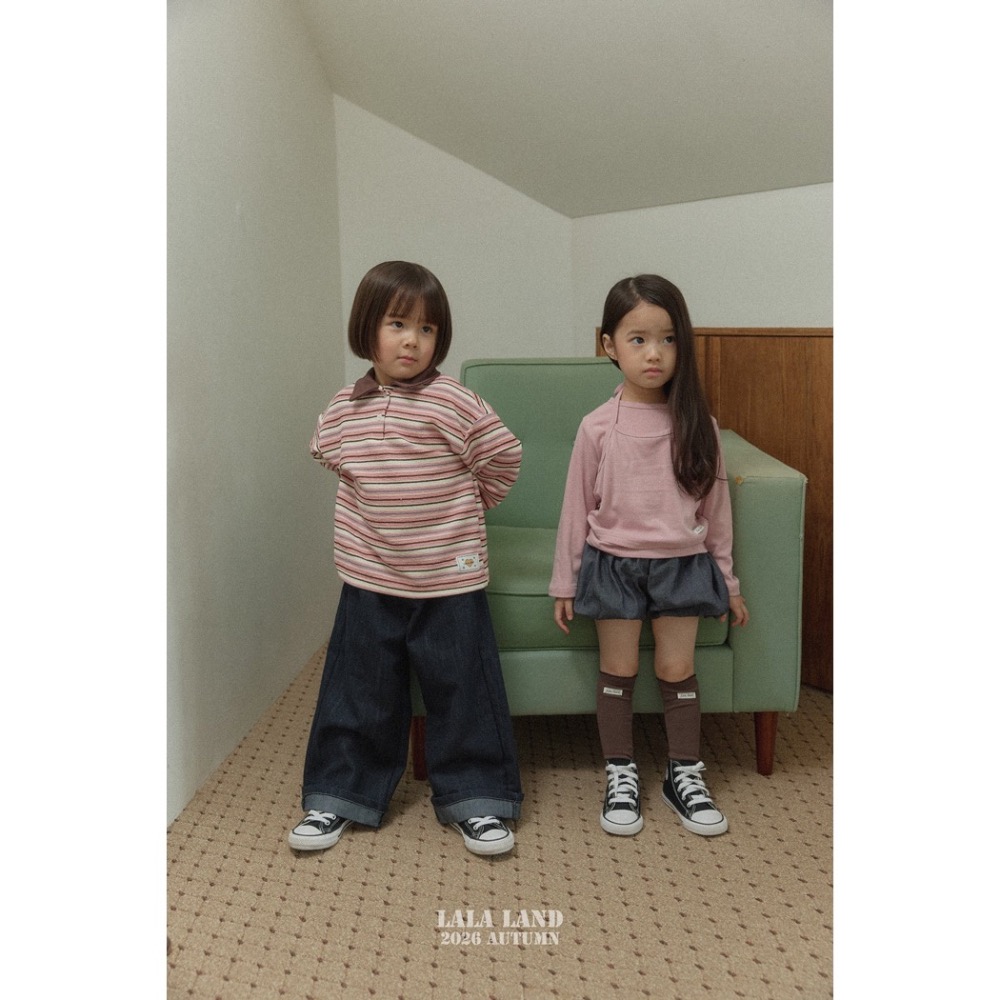 🇰🇷韓國童裝｜2026秋款🍂LALALAND條紋翻領POLO衫上衣-細節圖5