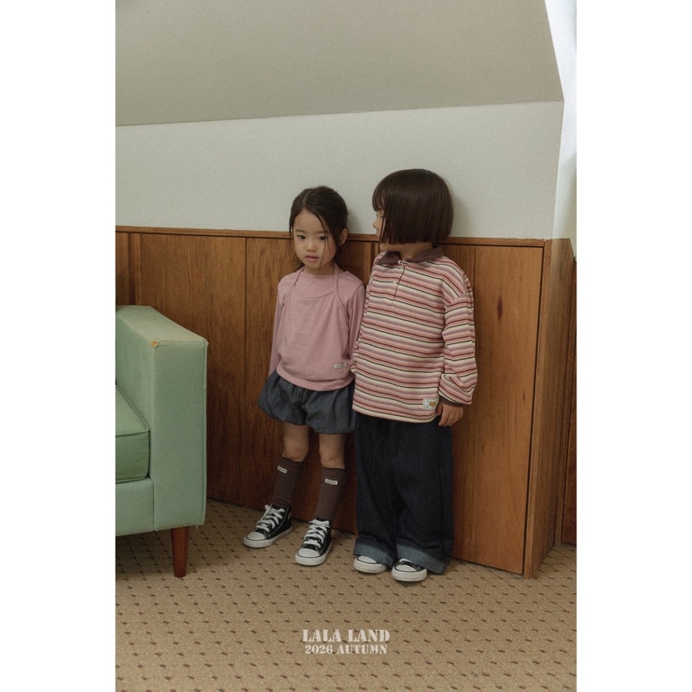 🇰🇷韓國童裝｜2026秋款🍂LALALAND條紋翻領POLO衫上衣-細節圖7