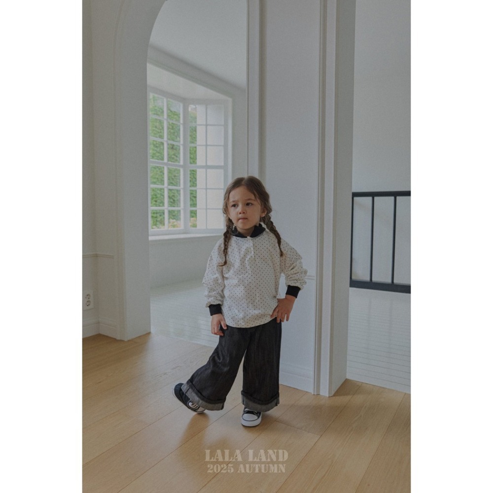 🇰🇷韓國童裝｜2025秋款🍂LALALAND波點翻領T-shirt / 波點領口T-shirt-細節圖2