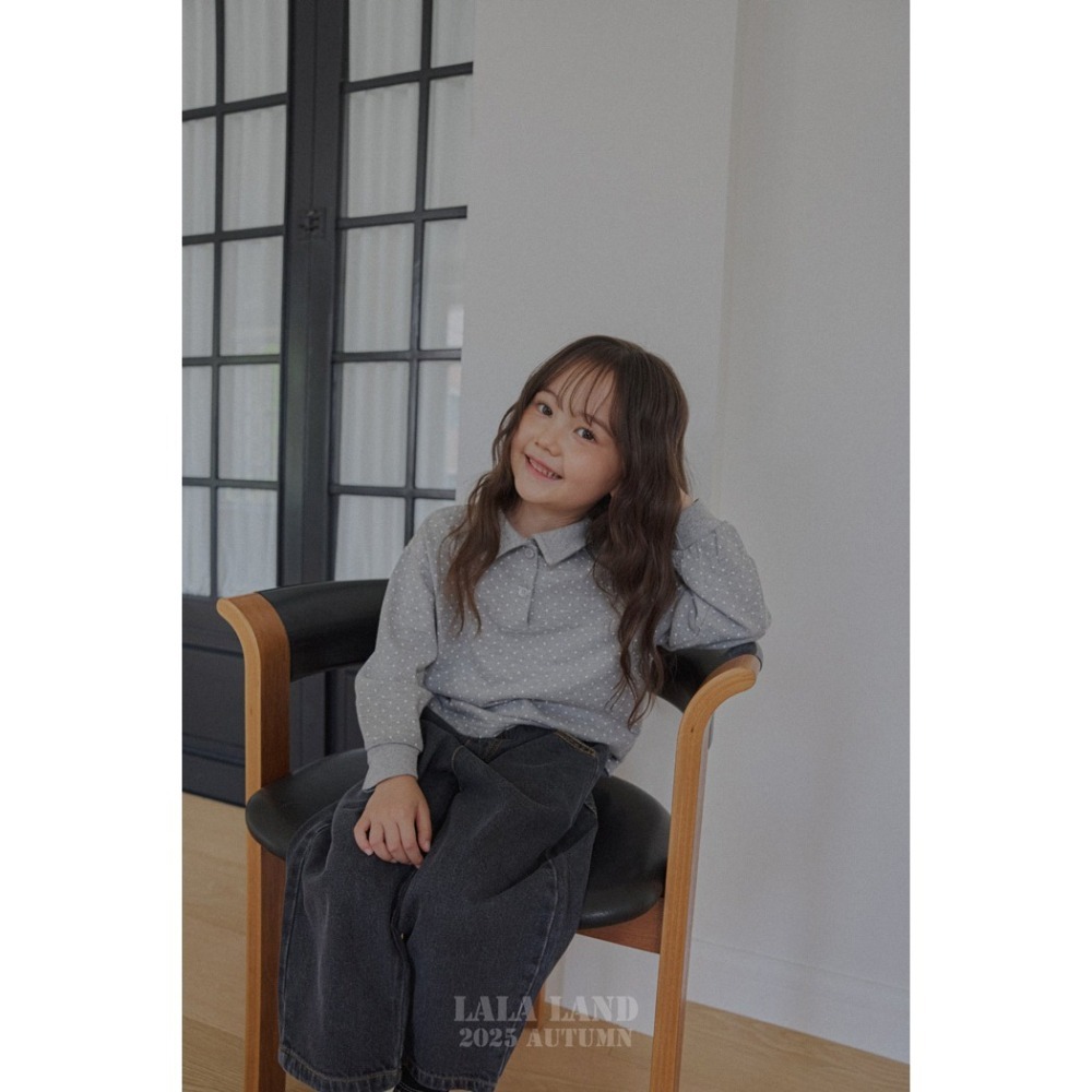 🇰🇷韓國童裝｜2025秋款🍂LALALAND波點翻領T-shirt / 波點領口T-shirt-細節圖4