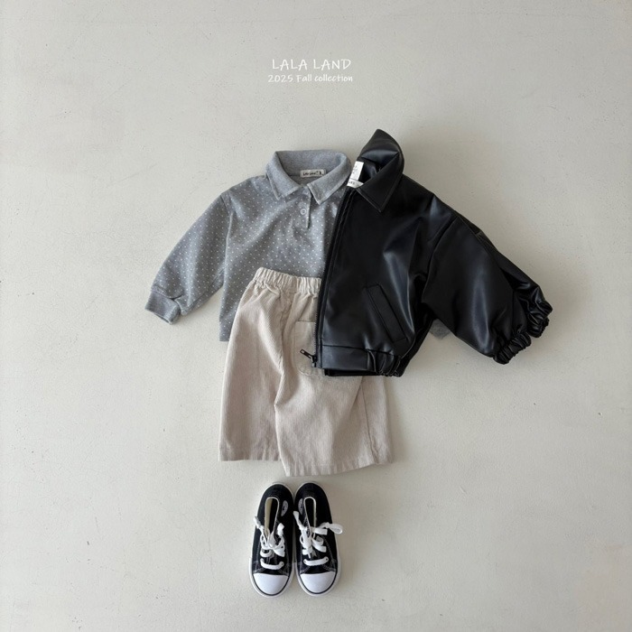 🇰🇷韓國童裝｜2025秋款🍂LALALAND波點翻領T-shirt / 波點領口T-shirt-細節圖10