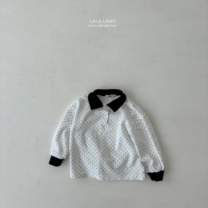 🇰🇷韓國童裝｜2025秋款🍂LALALAND波點翻領T-shirt / 波點領口T-shirt-規格圖11