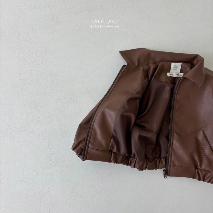 🇰🇷韓國童裝｜2025秋款🍂LALALAND仿皮革夾克外套-細節圖3