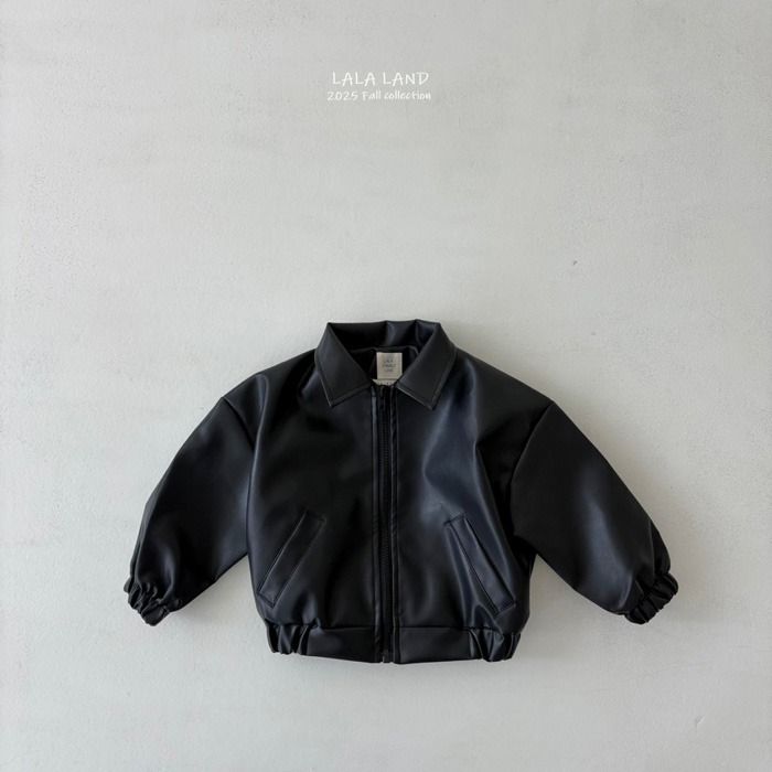 🇰🇷韓國童裝｜2025秋款🍂LALALAND仿皮革夾克外套-細節圖4