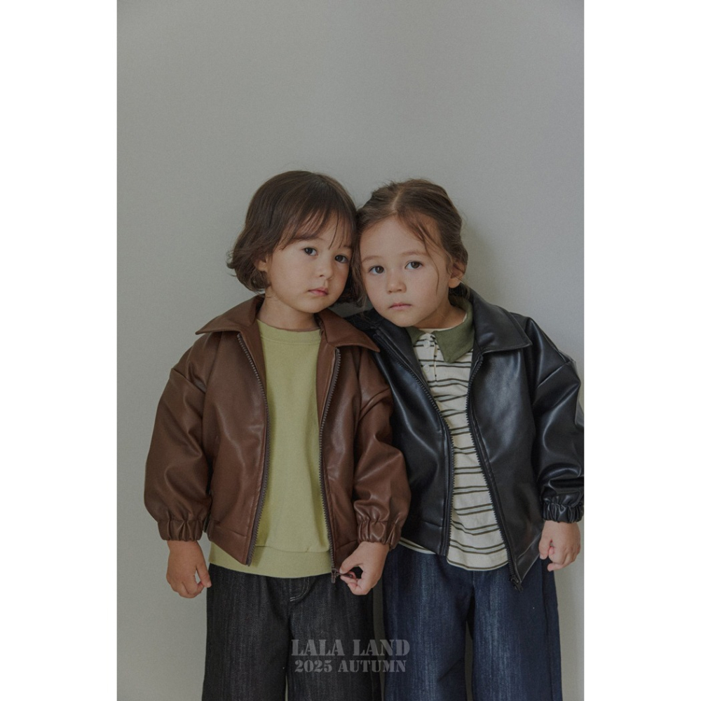 🇰🇷韓國童裝｜2025秋款🍂LALALAND仿皮革夾克外套-細節圖6