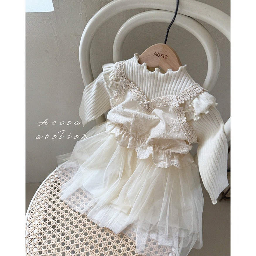 🇰🇷韓國童裝｜2025秋款🍂AOSTA紗裙拼接洋裝-細節圖2