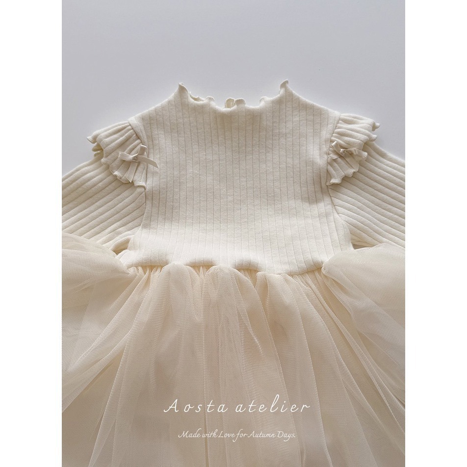 🇰🇷韓國童裝｜2025秋款🍂AOSTA紗裙拼接洋裝-細節圖7