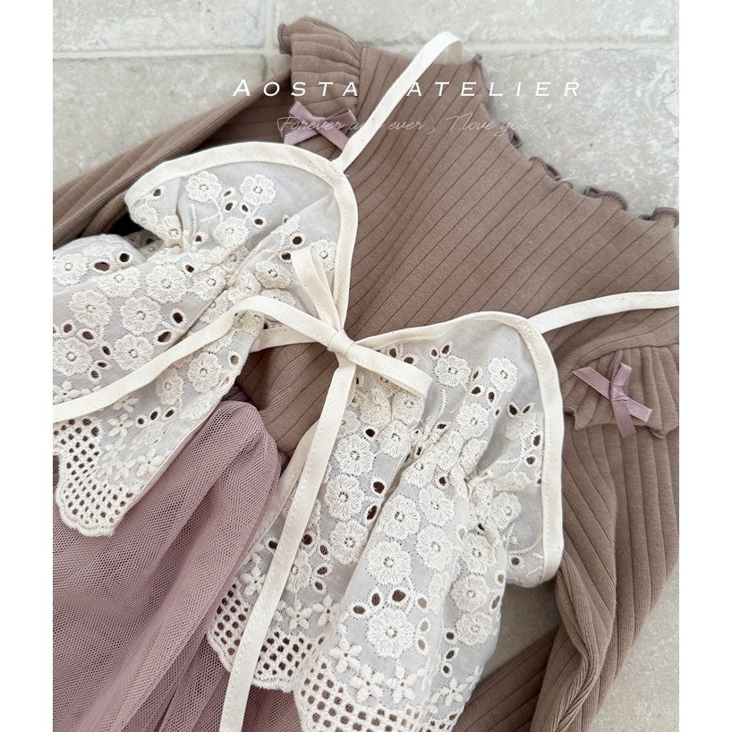 🇰🇷韓國童裝｜2025秋款🍂AOSTA紗裙拼接洋裝-細節圖10