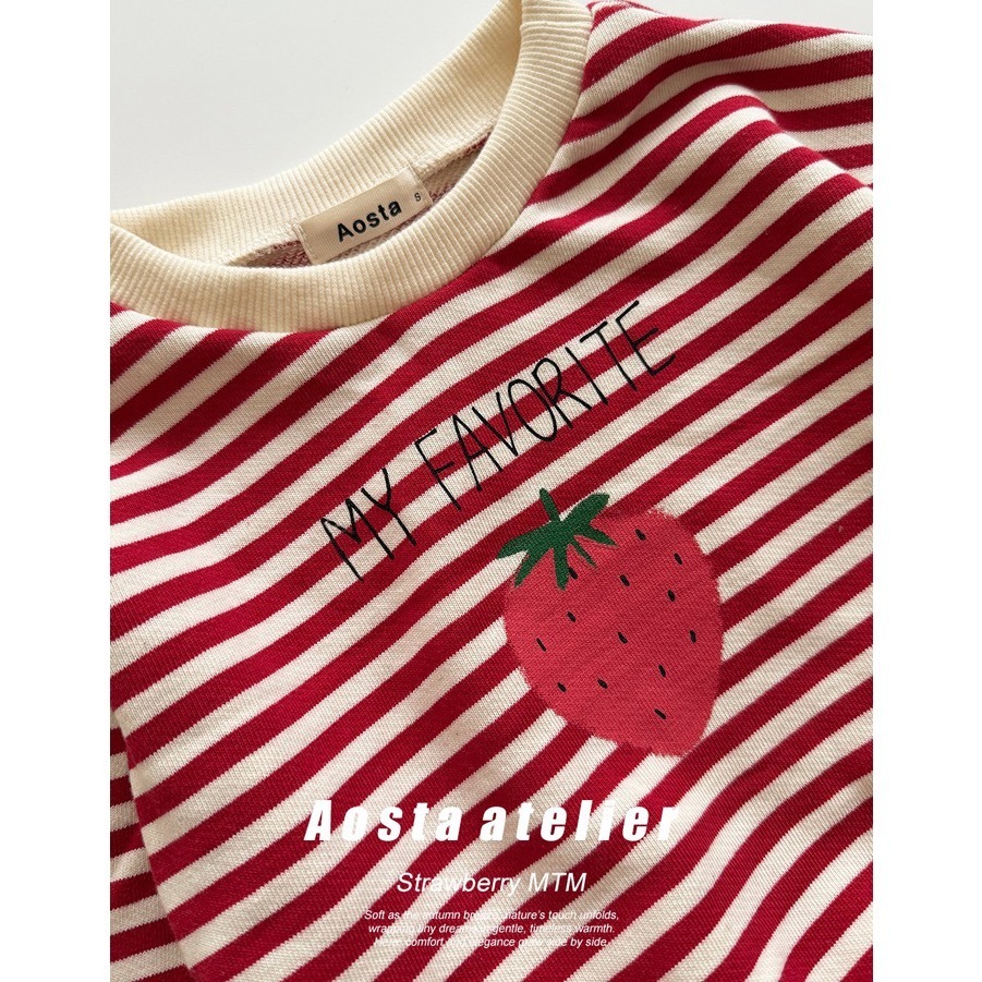 🇰🇷韓國童裝｜2025秋款🍂AOSTA🍓草莓衛衣-細節圖2