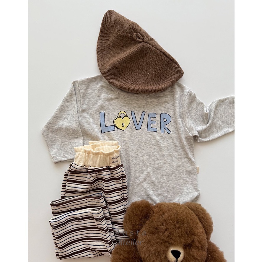 🇰🇷韓國童裝｜2025秋款🍂AOSTA「Lover」柔軟純棉上衣-細節圖3