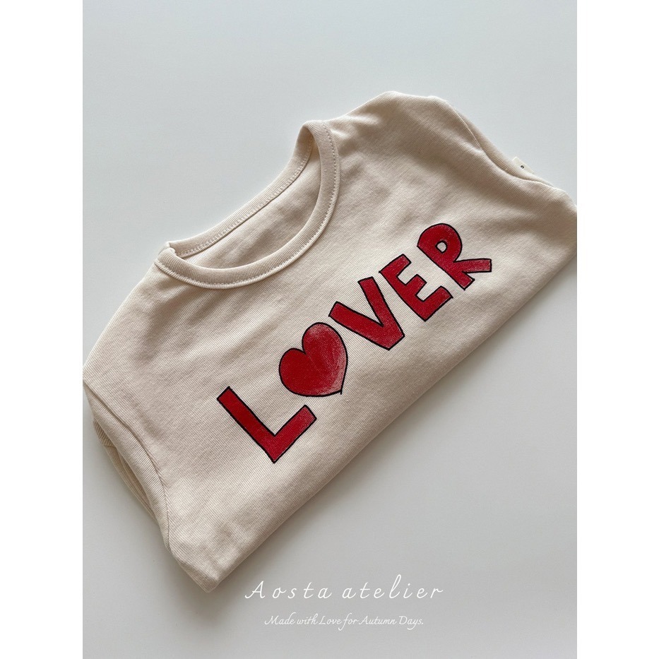 🇰🇷韓國童裝｜2025秋款🍂AOSTA「Lover」柔軟純棉上衣-細節圖6