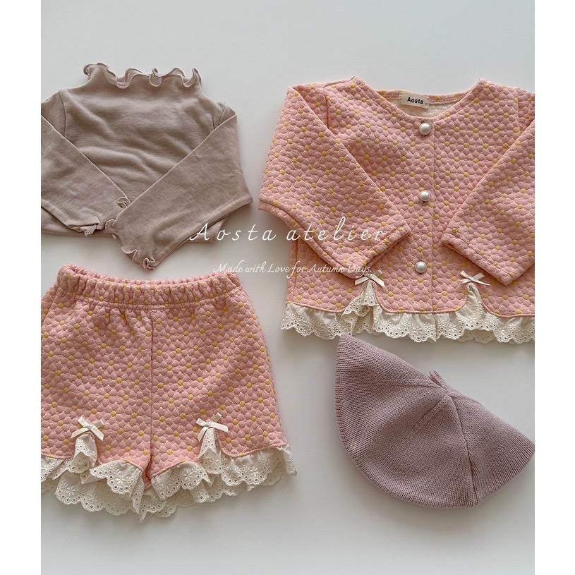 🇰🇷韓國童裝｜2025秋款🍂AOSTA貴氣小公主雛菊絎縫短版外套-細節圖5