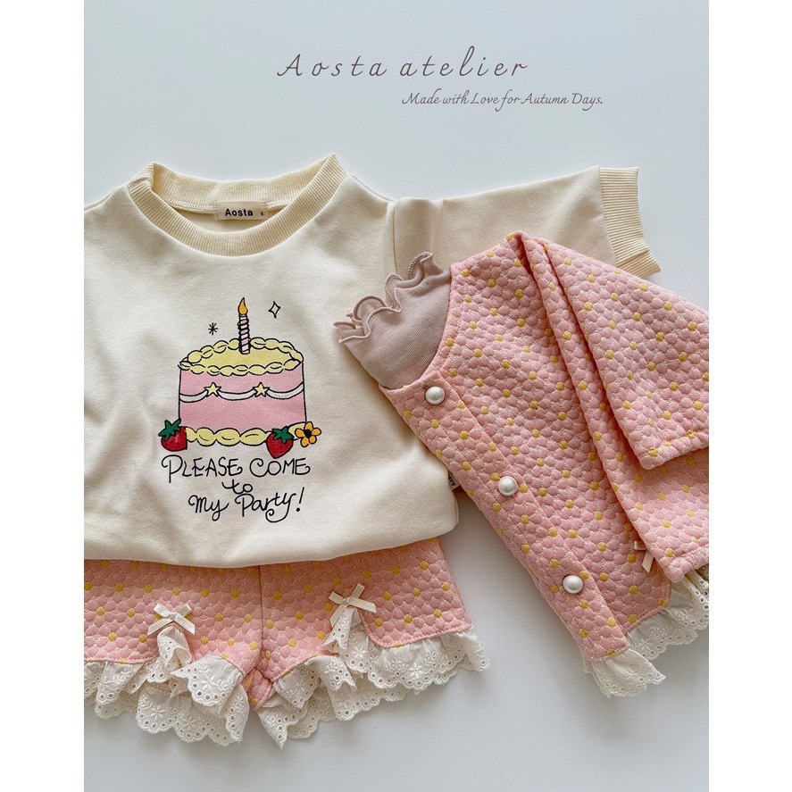 🇰🇷韓國童裝｜2025秋款🍂AOSTA貴氣小公主雛菊絎縫短版外套-細節圖6