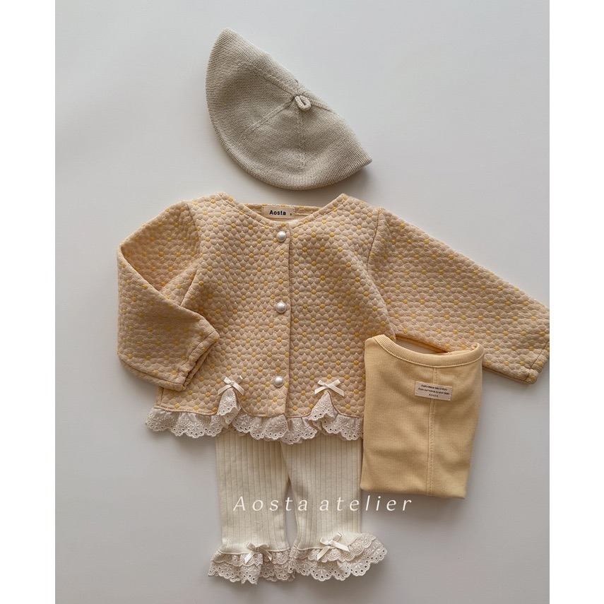 🇰🇷韓國童裝｜2025秋款🍂AOSTA貴氣小公主雛菊絎縫短版外套-細節圖8