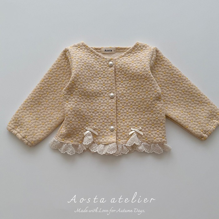 🇰🇷韓國童裝｜2025秋款🍂AOSTA貴氣小公主雛菊絎縫短版外套-細節圖11