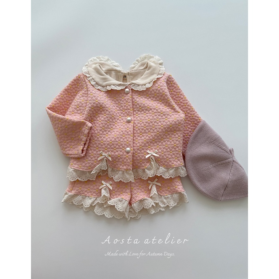 🇰🇷韓國童裝｜2025秋款🍂AOSTA貴氣小公主雛菊花朵絎縫短褲-細節圖4