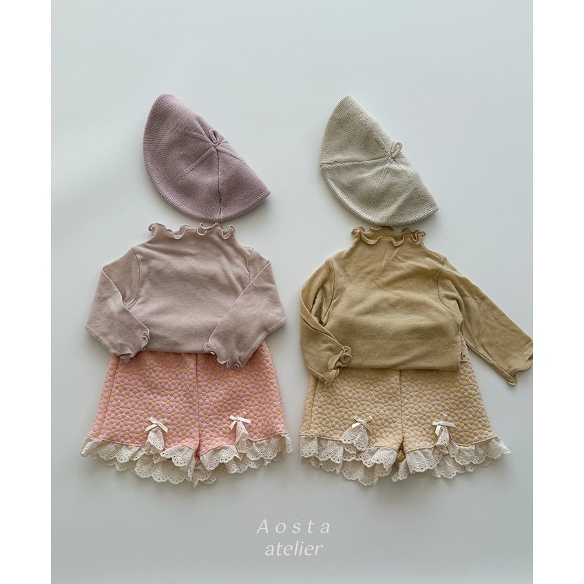 🇰🇷韓國童裝｜2025秋款🍂AOSTA貴氣小公主雛菊花朵絎縫短褲-細節圖8