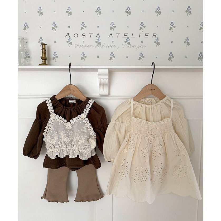 🇰🇷韓國童裝｜2025秋款🍂AOSTA緹花短版蕾絲背心-細節圖6