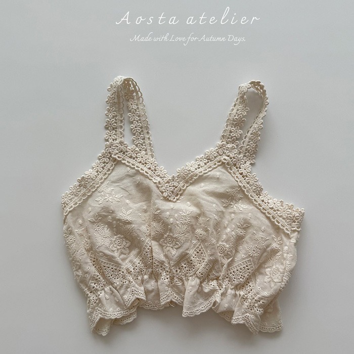 🇰🇷韓國童裝｜2025秋款🍂AOSTA緹花短版蕾絲背心-規格圖7