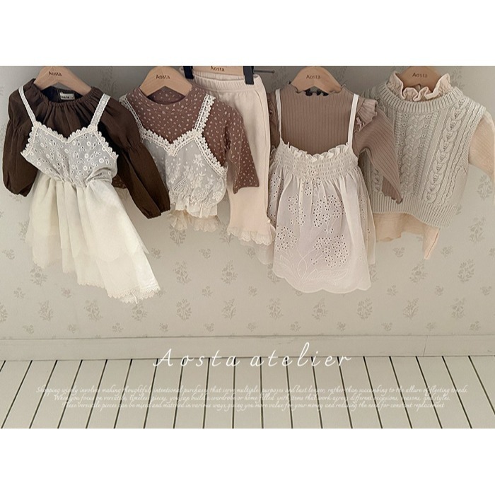 🇰🇷韓國童裝｜2025秋款🍂AOSTA緹花蕾絲拼接洋裝-細節圖4