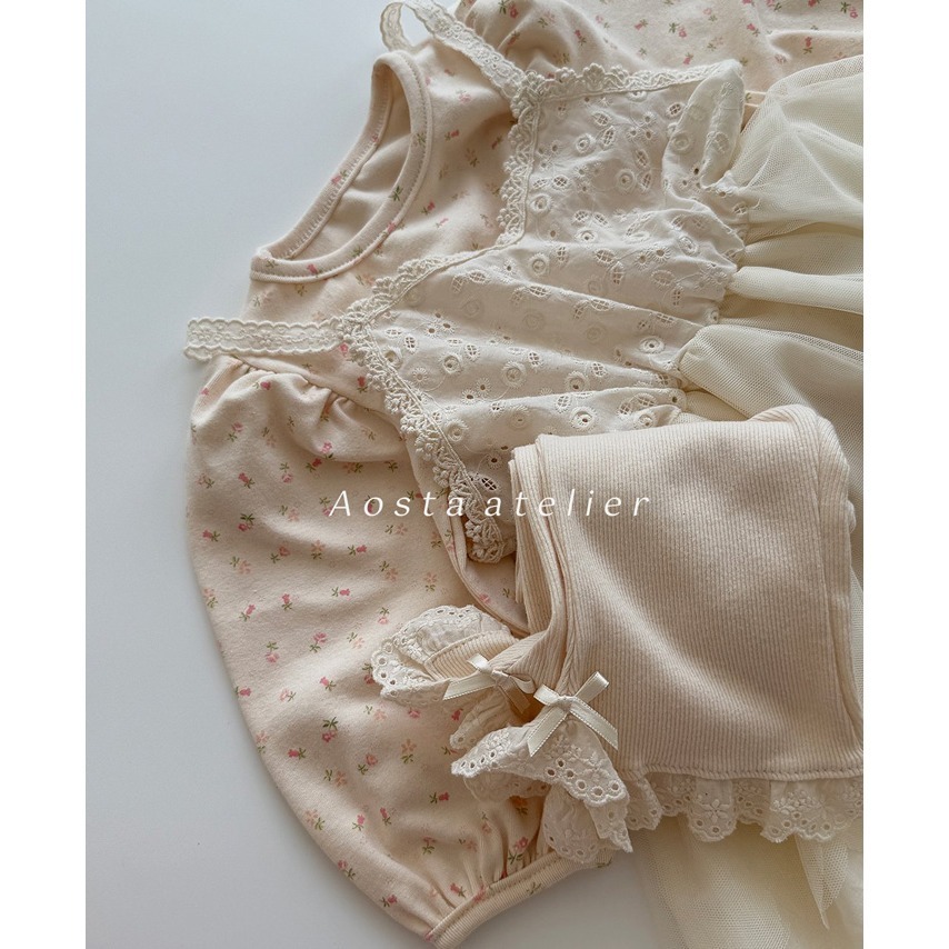 🇰🇷韓國童裝｜2025秋款🍂AOSTA緹花蕾絲拼接洋裝-細節圖7