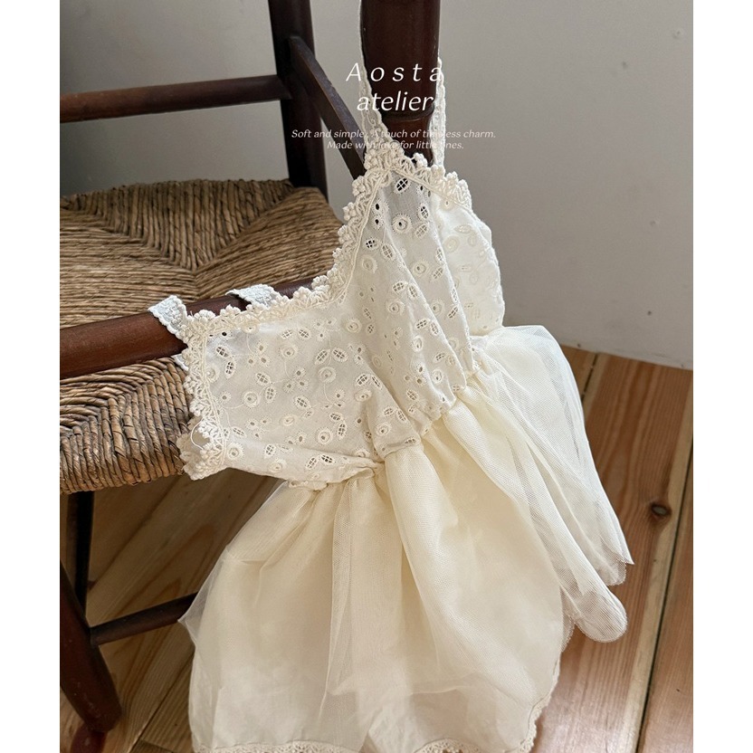 🇰🇷韓國童裝｜2025秋款🍂AOSTA緹花蕾絲拼接洋裝-細節圖10