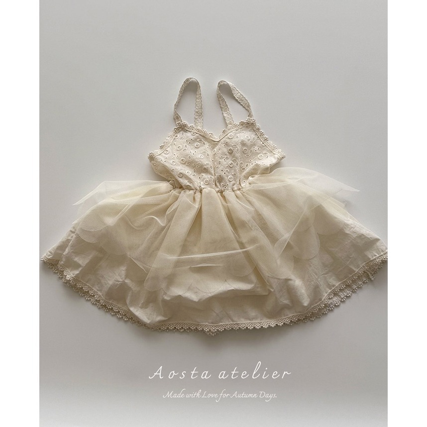 🇰🇷韓國童裝｜2025秋款🍂AOSTA緹花蕾絲拼接洋裝-規格圖11