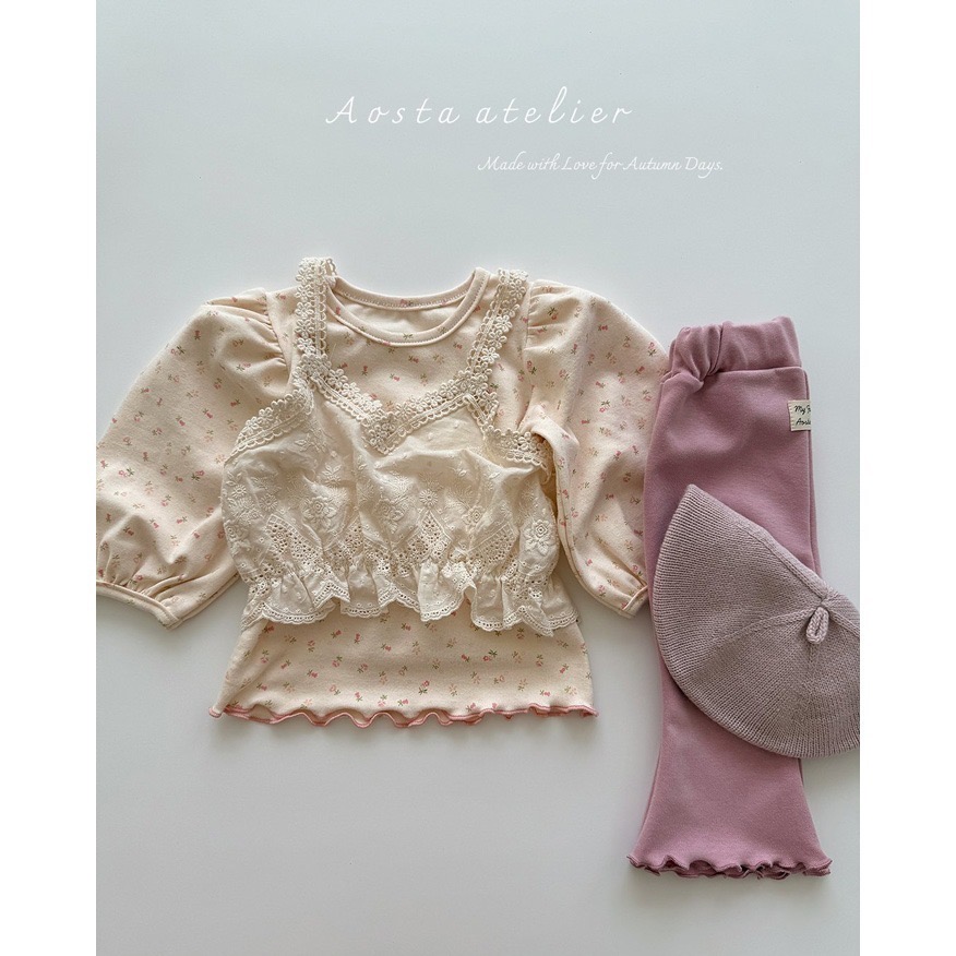 🇰🇷韓國童裝｜2025秋款🍂AOSTA泡泡袖碎花/兔子/天鵝上衣-細節圖3