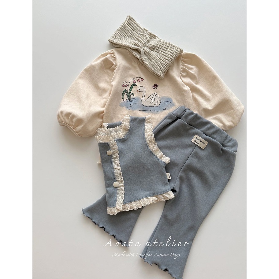 🇰🇷韓國童裝｜2025秋款🍂AOSTA泡泡袖碎花/兔子/天鵝上衣-細節圖10