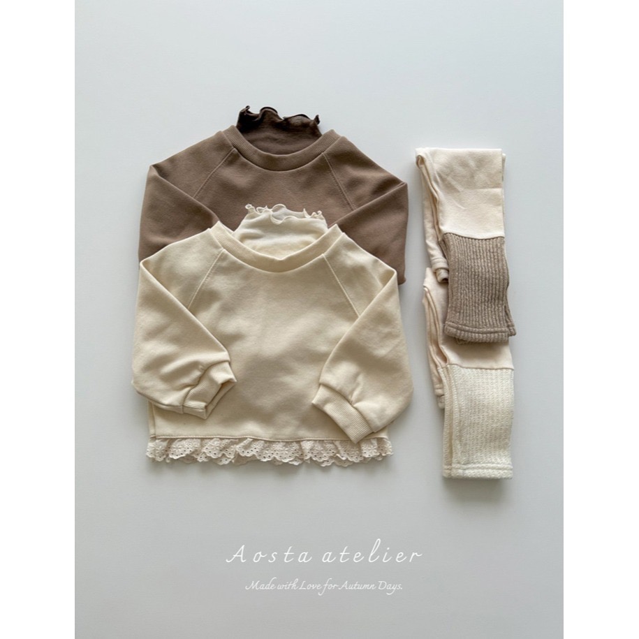🇰🇷韓國童裝｜2025秋款🍂AOSTA美麗諾羊毛木耳捲邊高領保暖內搭上衣-細節圖2