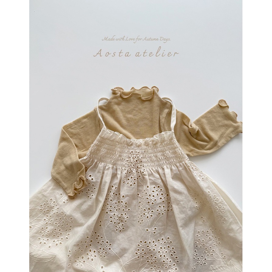 🇰🇷韓國童裝｜2025秋款🍂AOSTA美麗諾羊毛木耳捲邊高領保暖內搭上衣-細節圖8